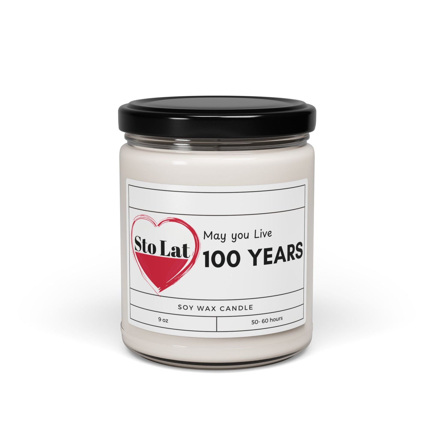 Sto Lat Birthday Candle May you live 100 years Polish Scented Soy Candle, 9oz Polska