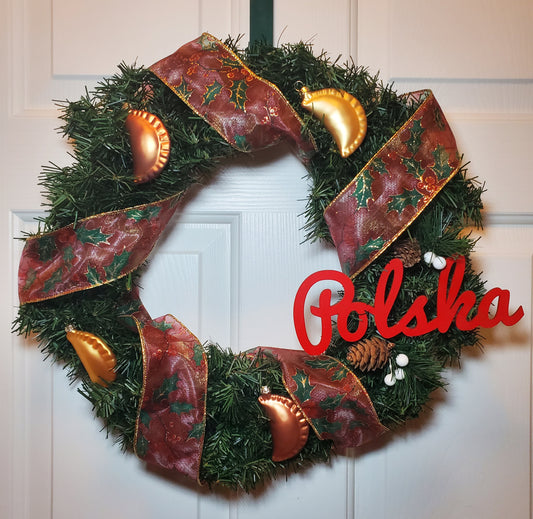 Red Ribbon Polska Pierogi Wreath