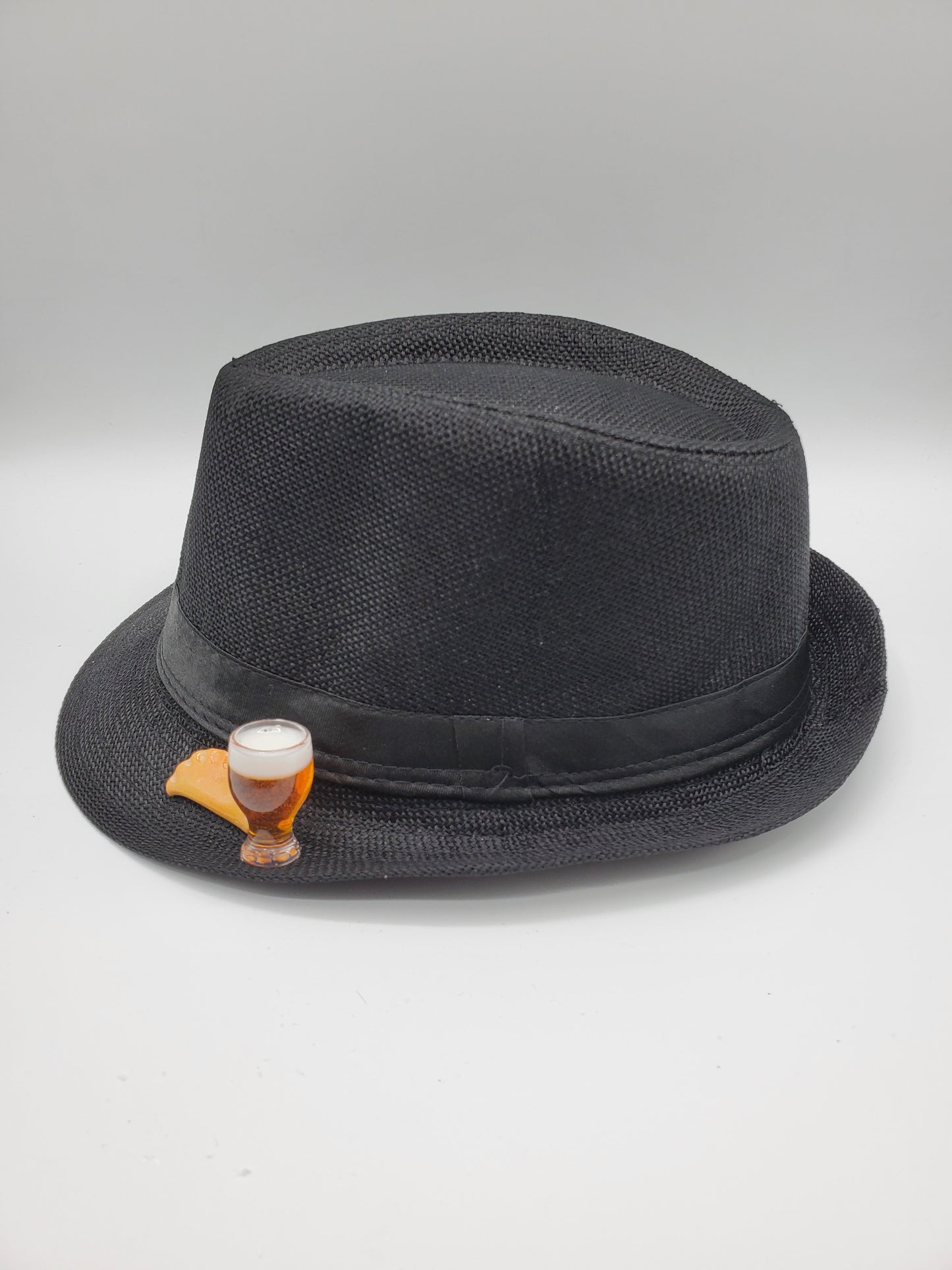 All Black Fedora Pierogi Hat w/Beer