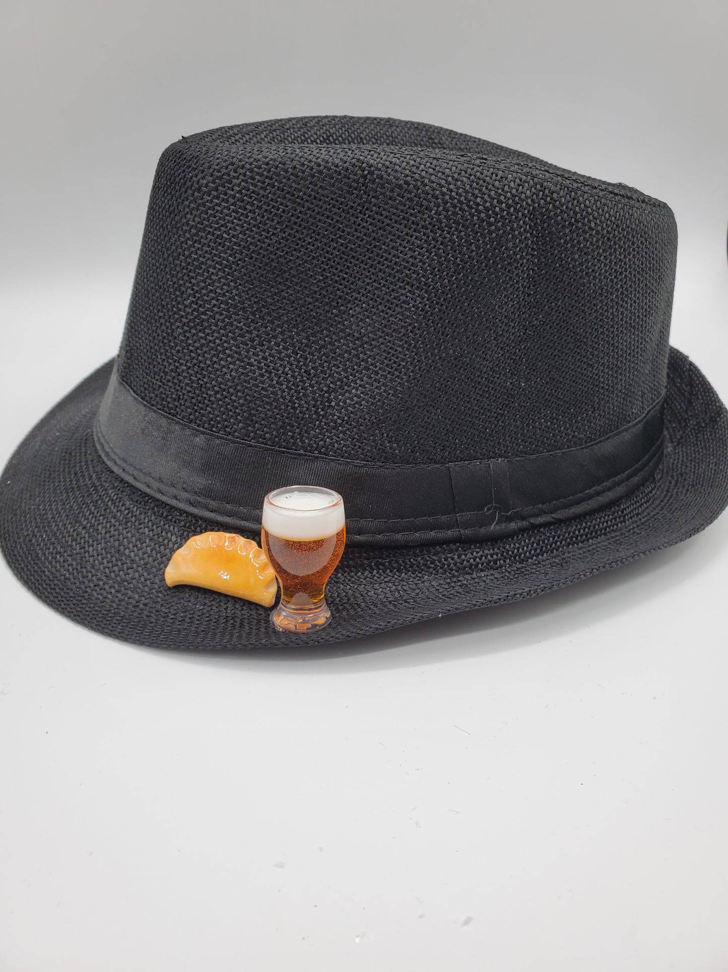 All Black Fedora Pierogi Hat w/Beer